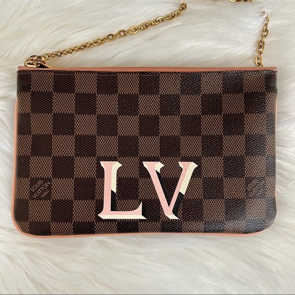 Louis Vuitton Double Zip Pochette Damier Ebene Crossbody Bag - Picture 2 of 12